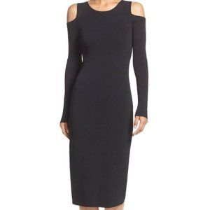 Eliza J Cold Shoulder Midi Dress Black Size S NWT